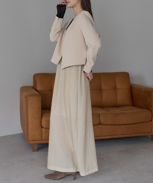 PREFERIR（プレフェリール）の「結婚式 フォーマル セレモニー ノーカラージャケット(S,M,L,XL)（ノーカラージャケット・レディース・ブラック/ベージュ/ネイビー・MEDIUM/LARGE/X-LARGE/SMALL）」の15枚目の写真