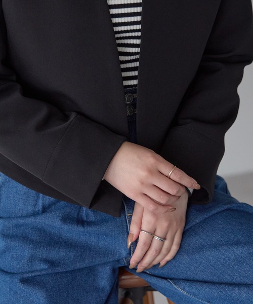 PREFERIR（プレフェリール）の「結婚式 フォーマル セレモニー ノーカラージャケット(S,M,L,XL)（ノーカラージャケット・レディース・ブラック/ベージュ/ネイビー・MEDIUM/LARGE/X-LARGE/SMALL）」の22枚目の写真