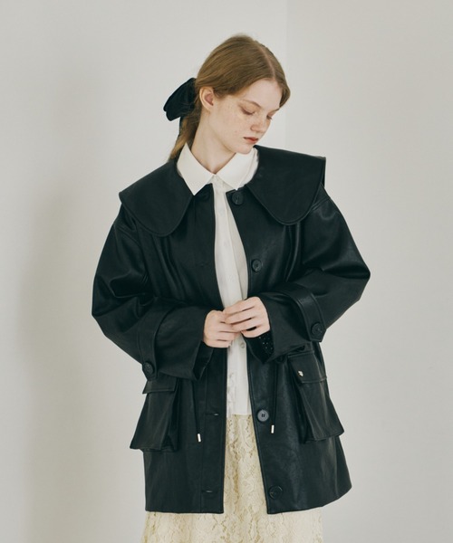 idem イデム　big collar vegan leather jacket big collar vegan leather jacket – idem