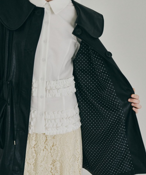 big collar vegan leather jacket / ビッグカラーフェイクレザー