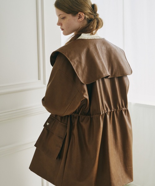 big collar vegan leather jacket / ビッグカラーフェイクレザー