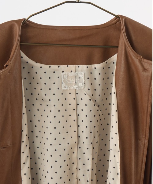 idem(イデム)の「big collar vegan leather jacket / ビッグカラーフェイクレザージャケット(ノーカラージャケット・レディース・ブラック/ブラウン・FREE)」の3枚目の写真