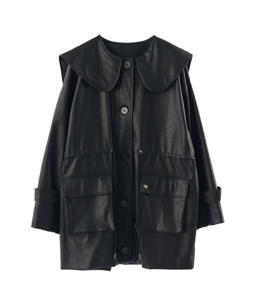 idem ビッグカラーフェイクレザージャケット big collar vegan leather jacket / ビッグカラーフェイクレザー