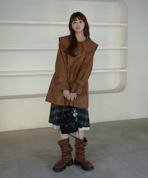 big collar vegan leather jacket / ビッグカラーフェイクレザー