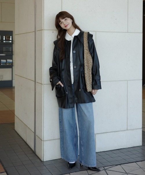 idem イデム　big collar vegan leather jacket big collar vegan leather jacket / ビッグカラーフェイクレザー