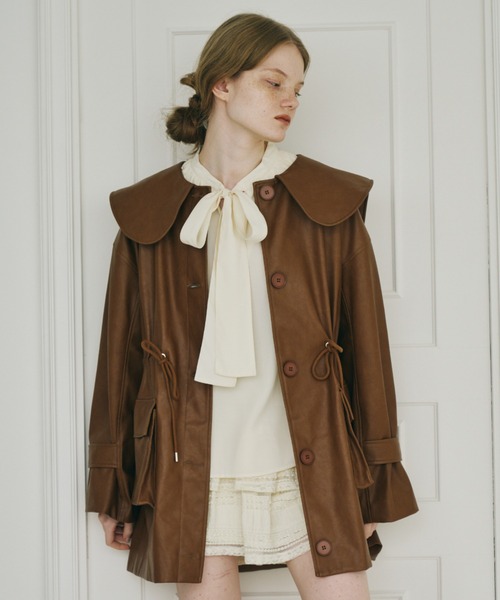 idem イデム　big collar vegan leather jacket big collar vegan leather jacket / ビッグカラーフェイクレザー