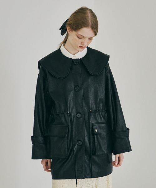 idem イデム　big collar vegan leather jacket big collar vegan leather jacket / ビッグカラーフェイクレザー