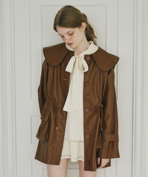 idem イデム　big collar vegan leather jacket big collar vegan leather jacket / ビッグカラーフェイクレザー