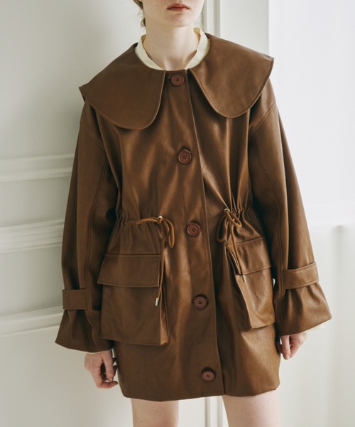 idem イデム　big collar vegan leather jacket big collar vegan leather jacket / ビッグカラーフェイクレザー