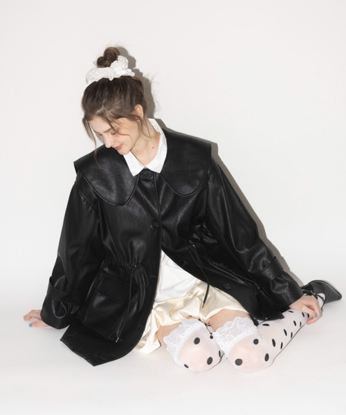 idem イデム　big collar vegan leather jacket idem イデム big collar vegan leather jacket