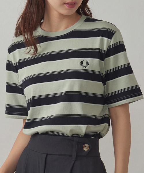 FRED PERRY（フレッドペリー）の「【FRED PERRY】≪Cassette Chart限定カラーあり≫ フレッドペリー マルチボーダーTシャツ FINE STRIPE BORDER T-SHIRT M2409（Tシャツ/カットソー・レディース・ミント/ネイビー/ブラック/チャコールグレー・S/M/L/XL）」の4枚目の写真