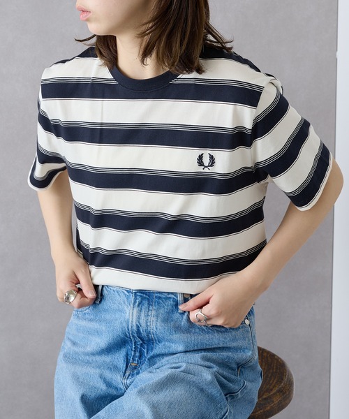 FRED PERRY（フレッドペリー）の「【FRED PERRY】≪Cassette Chart限定カラーあり≫ フレッドペリー マルチボーダーTシャツ FINE STRIPE BORDER T-SHIRT M2409（Tシャツ/カットソー・レディース・ミント/ネイビー/ブラック/チャコールグレー・S/M/L/XL）」の19枚目の写真