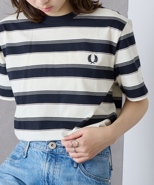 FRED PERRY（フレッドペリー）の「【FRED PERRY】≪Cassette Chart限定カラーあり≫ フレッドペリー マルチボーダーTシャツ FINE STRIPE BORDER T-SHIRT M2409（Tシャツ/カットソー・レディース・ミント/ネイビー/ブラック/チャコールグレー・S/M/L/XL）」の20枚目の写真