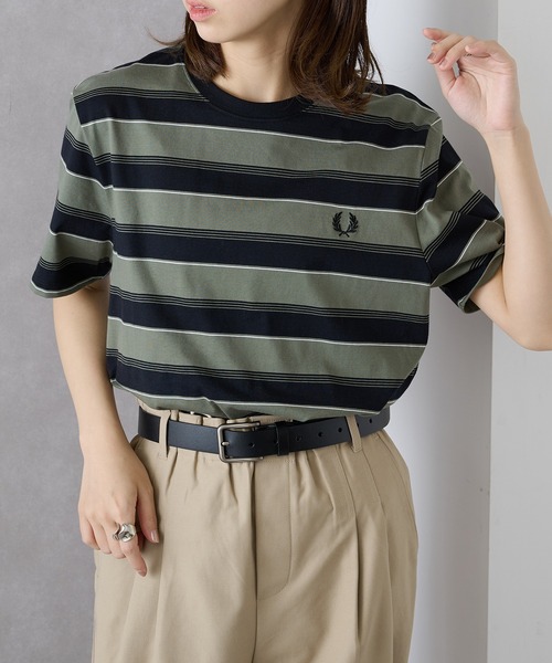 FRED PERRY（フレッドペリー）の「【FRED PERRY】≪Cassette Chart限定カラーあり≫ フレッドペリー マルチボーダーTシャツ FINE STRIPE BORDER T-SHIRT M2409（Tシャツ/カットソー・レディース・ミント/ネイビー/ブラック/チャコールグレー・S/M/L/XL）」の16枚目の写真
