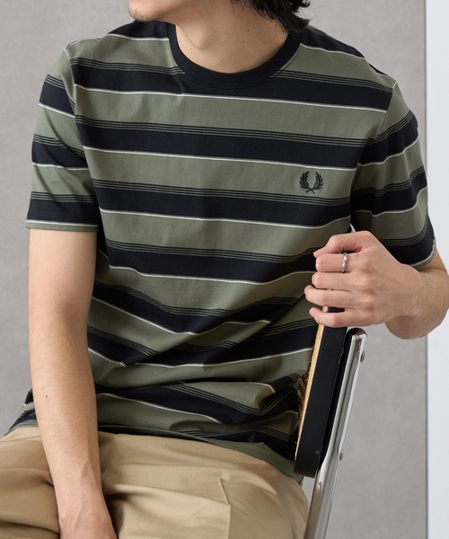 FRED PERRY（フレッドペリー）の「【FRED PERRY】≪Cassette Chart限定カラーあり≫ フレッドペリー マルチボーダーTシャツ FINE STRIPE BORDER T-SHIRT M2409（Tシャツ/カットソー・レディース・ミント/ネイビー/ブラック/チャコールグレー・S/M/L/XL）」の10枚目の写真