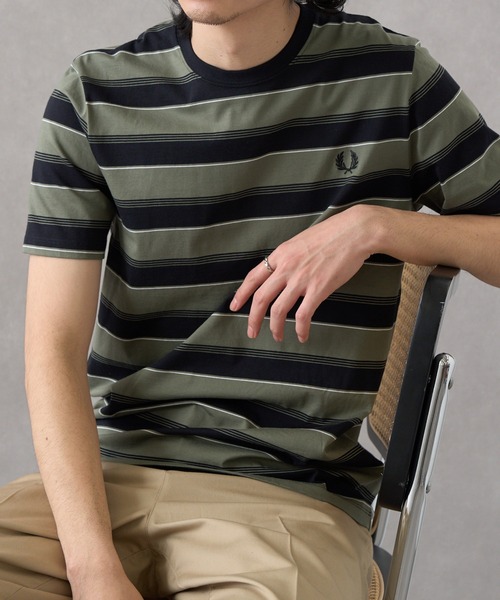 FRED PERRY（フレッドペリー）の「【FRED PERRY】≪Cassette Chart限定カラーあり≫ フレッドペリー マルチボーダーTシャツ FINE STRIPE BORDER T-SHIRT M2409（Tシャツ/カットソー・レディース・ミント/ネイビー/ブラック/チャコールグレー・S/M/L/XL）」の11枚目の写真