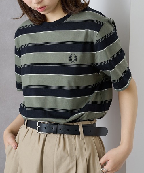 FRED PERRY（フレッドペリー）の「【FRED PERRY】≪Cassette Chart限定カラーあり≫ フレッドペリー マルチボーダーTシャツ FINE STRIPE BORDER T-SHIRT M2409（Tシャツ/カットソー・レディース・ミント/ネイビー/ブラック/チャコールグレー・S/M/L/XL）」の5枚目の写真