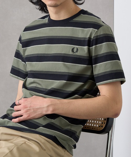 FRED PERRY（フレッドペリー）の「【FRED PERRY】≪Cassette Chart限定カラーあり≫ フレッドペリー マルチボーダーTシャツ FINE STRIPE BORDER T-SHIRT M2409（Tシャツ/カットソー・レディース・ミント/ネイビー/ブラック/チャコールグレー・S/M/L/XL）」の7枚目の写真