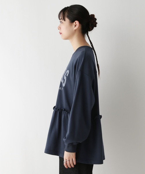 RAGEBLUE（レイジブルー）の「カレッジロゴプリント/ペプラムプルオーバー（Tシャツ/カットソー・レディース・グレー/ネイビー・FREE）」の11枚目の写真
