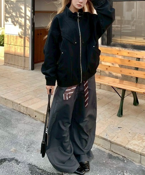 VIBGYOR（ヴィブジョー）の「【LAMPOON】ネクタイベルトワイドスラックス（スラックス・レディース・チャコールグレー・MEDIUM/SMALL/LARGE）」の2枚目の写真