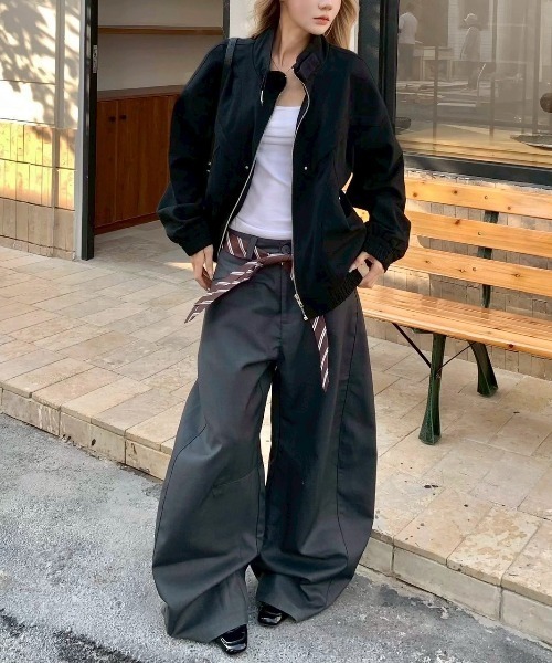 VIBGYOR（ヴィブジョー）の「【LAMPOON】ネクタイベルトワイドスラックス（スラックス・レディース・チャコールグレー・MEDIUM/SMALL/LARGE）」の9枚目の写真