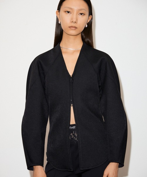 【未使用品】Deuxieme Classe *Knit ジャケット ブラック セール】DOUBLE KNIT V-NECK JACKET / ダブルニットVネックジャケット