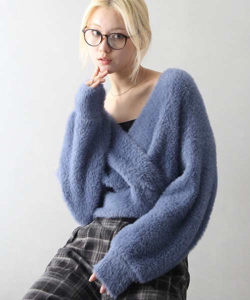 【美品】OHGA 黒スフレニット milli de l'air オーバーサイズメランジスフレニット レディース