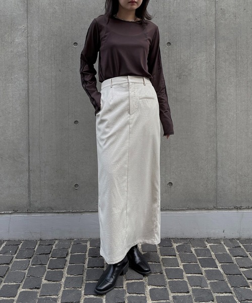 &g'aime(アンジェム)の「【&g'aime】レザーライクIラインスカート Leather-Look I-Line Skirt(スカート・レディース・アイボリー/ブラック/ブラウン・FREE)」の12枚目の写真