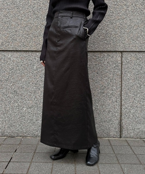 &g'aime(アンジェム)の「【&g'aime】レザーライクIラインスカート Leather-Look I-Line Skirt(スカート・レディース・アイボリー/ブラック/ブラウン・FREE)」の18枚目の写真