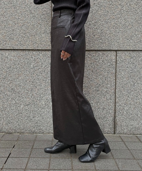 &g'aime(アンジェム)の「【&g'aime】レザーライクIラインスカート Leather-Look I-Line Skirt(スカート・レディース・アイボリー/ブラック/ブラウン・FREE)」の19枚目の写真