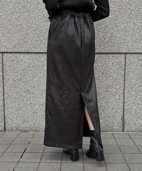 &g'aime(アンジェム)の「【&g'aime】レザーライクIラインスカート Leather-Look I-Line Skirt(スカート・レディース・アイボリー/ブラック/ブラウン・FREE)」の20枚目の写真