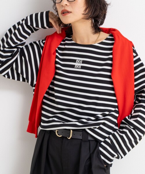 NOLLEY’S(ノーリーズ)の「nolnolウォッシャブルMVSシルケットボーダーT(Tシャツ/カットソー・レディース・ホワイト系その他2/ホワイト系その他3/ブラック系その他2・FREE)」の2枚目の写真