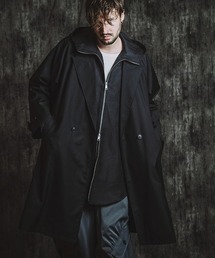 ファー風ダブルブレストコート（黒) DOUBLE BRESTED HALF COAT / ダブルブレストハーフコート