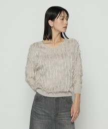 K.T KIYOKO TAKASE | フリンジジャカード Vネックニット(ニット/セーター)