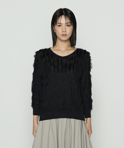 K.T KIYOKO TAKASE(キヨコタカセ)の「フリンジジャカード Vネックニット(ニット/セーター・レディース・ブラック/ベージュ・9号/11号)」の11枚目の写真