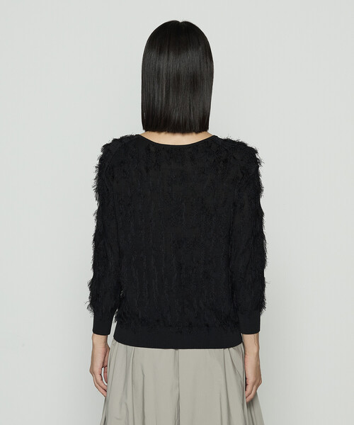 K.T KIYOKO TAKASE(キヨコタカセ)の「フリンジジャカード Vネックニット(ニット/セーター・レディース・ブラック/ベージュ・9号/11号)」の13枚目の写真