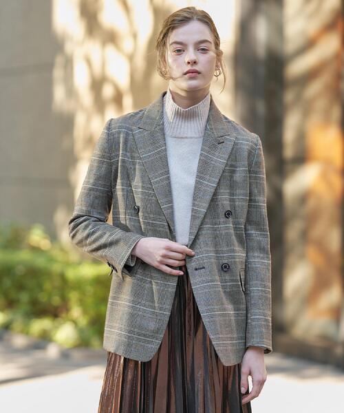 DRESSTERIOR（ドレステリア）の「【otonaMUSE 11月号掲載】サキソニーグレンチェックジャケット（テーラードジャケット・レディース・ダークブラウン系1・34/38/36）」の2枚目の写真
