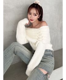 RESEXXY | ストリングシャギーオフショルニットトップス(ニット/セーター)