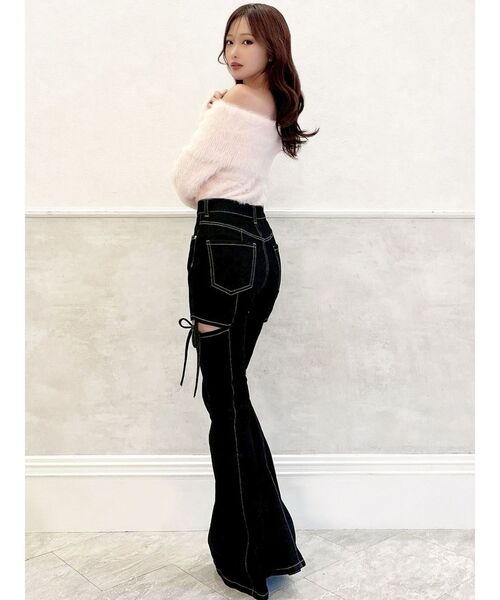 RESEXXY（リゼクシー）の「ストリングシャギーオフショルニットトップス（ニット/セーター・レディース・ホワイト/ピンク/ライトグレー・FREE）」の17枚目の写真