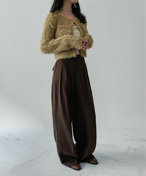 on:nue（オンニュ）の「【on:nue】[着用動画あり！] シャギーパールボタンニットジャケット（カーディガン/ボレロ・レディース・マスタード/ベージュ/グレー・FREE）」の13枚目の写真