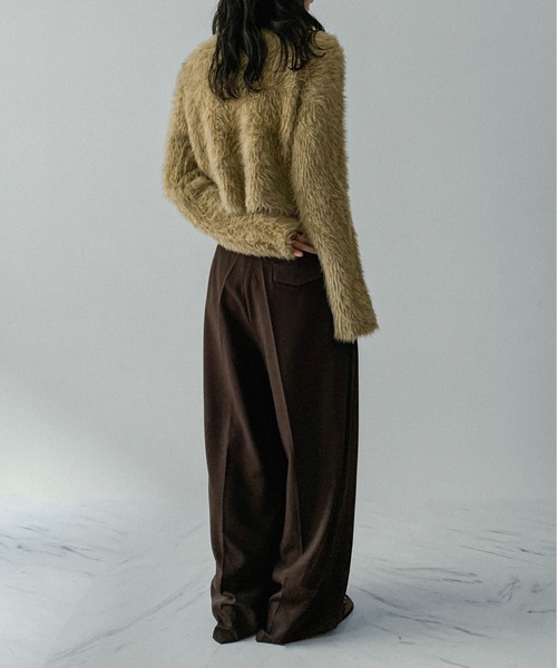 on:nue（オンニュ）の「【on:nue】[着用動画あり！] シャギーパールボタンニットジャケット（カーディガン/ボレロ・レディース・マスタード/ベージュ/グレー・FREE）」の15枚目の写真