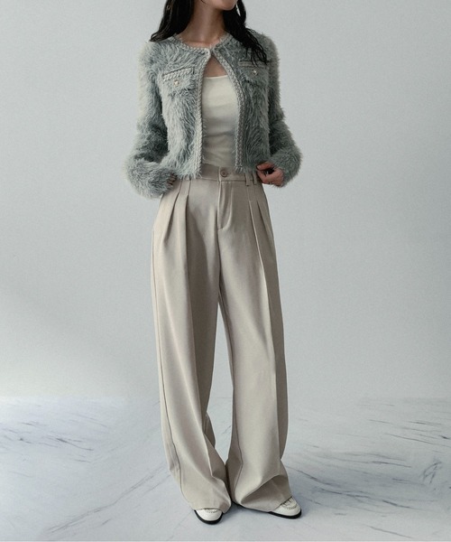 on:nue（オンニュ）の「【on:nue】[着用動画あり！] シャギーパールボタンニットジャケット（カーディガン/ボレロ・レディース・マスタード/ベージュ/グレー・FREE）」の20枚目の写真