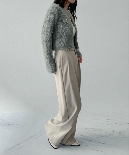 on:nue（オンニュ）の「【on:nue】[着用動画あり！] シャギーパールボタンニットジャケット（カーディガン/ボレロ・レディース・マスタード/ベージュ/グレー・FREE）」の21枚目の写真