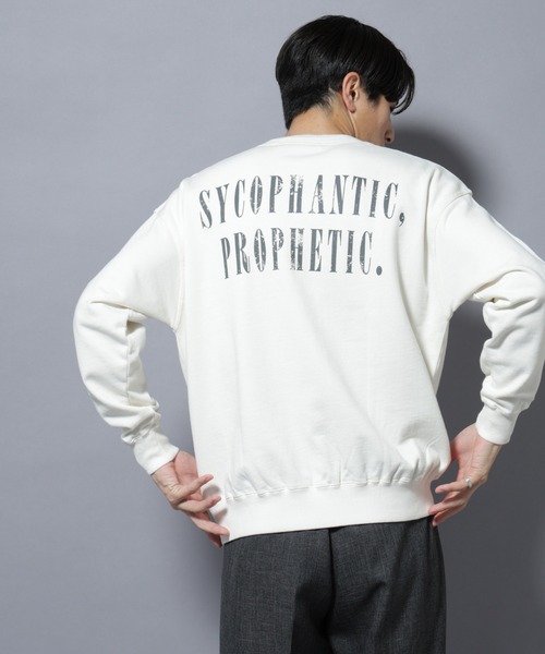 NANO universe(ナノユニバース)の「ヴィンテージライク エディトリアル デザインスウェット(スウェット・メンズ・チャコール/オフホワイト/ブラウン・L/M)」の2枚目の写真