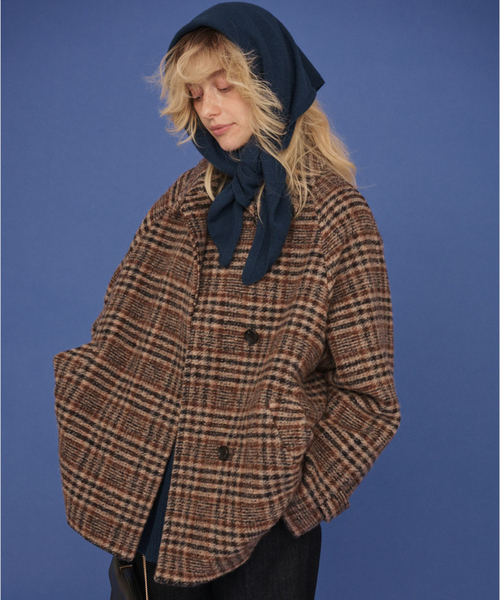 セール】【2サイズ展開】ウール混ショート丈スライバーコート