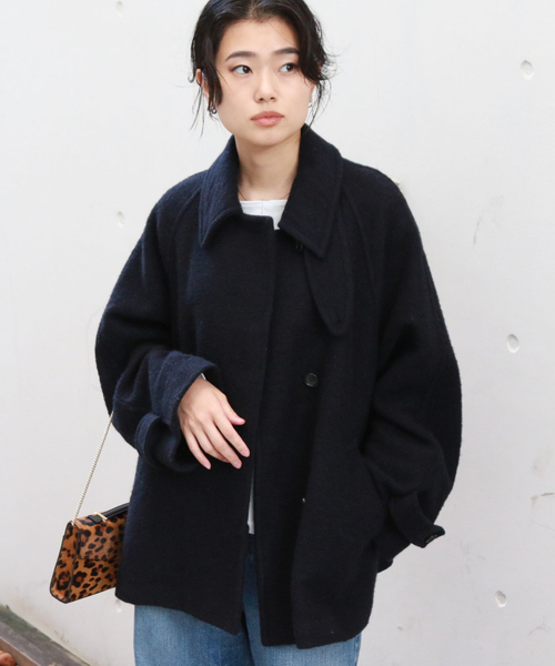 Rouge vif Anna(ルージュヴィフアンナ)の「【2サイズ展開】ウール混ショート丈スライバーコート(ピーコート・レディース・ネイビー/グレー/ストライプ・36/38)」の17枚目の写真