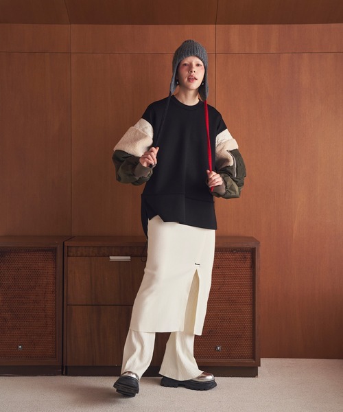 OMMO(オーエムエムオー)の「LONG SK LAYERED KT PT(その他パンツ・レディース・ブラック/オフホワイト/レッド・36/38)」の5枚目の写真