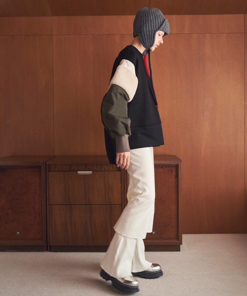 OMMO(オーエムエムオー)の「LONG SK LAYERED KT PT(その他パンツ・レディース・ブラック/オフホワイト/レッド・36/38)」の9枚目の写真