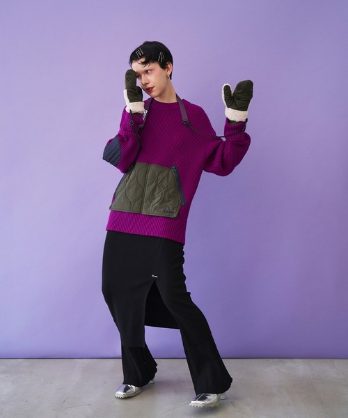 OMMO(オーエムエムオー)の「LONG SK LAYERED KT PT(その他パンツ・レディース・ブラック/オフホワイト/レッド・36/38)」の6枚目の写真
