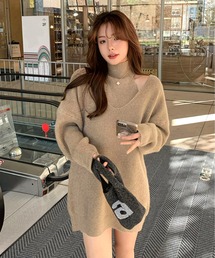 CANVAS+（キャンバスプラス）の「【CANVAS＋】ハイネックニット×深VワンピースSET（ワンピース）」